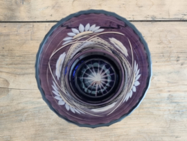 Boheems Kristal Glas Paars hoge smalle Vaas 14,5 cm