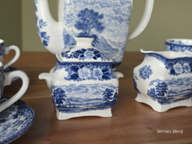 Engels blauw Royal Warwick Lochs of Schotland koffieservies theeservies 6 personen