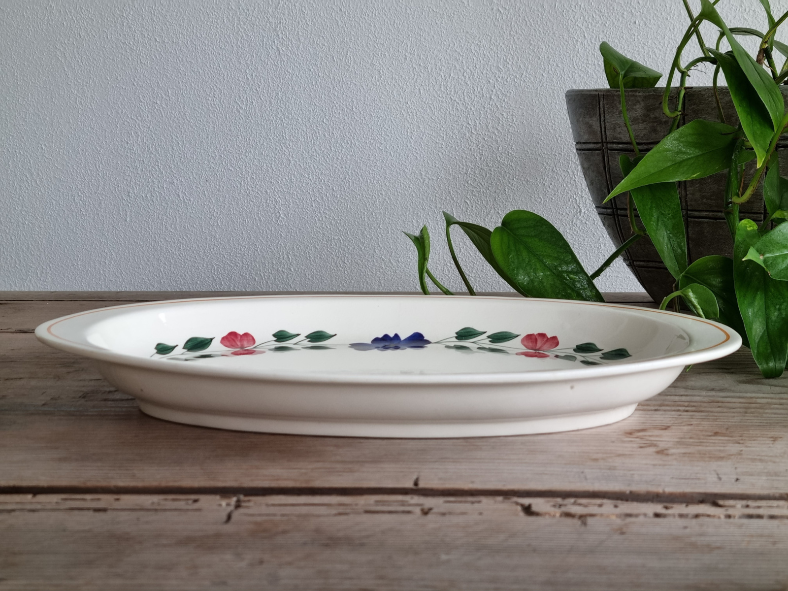 Boerenbont 418 Societe Ceramique ovale schaal (apart plat  model) 34,5 cm