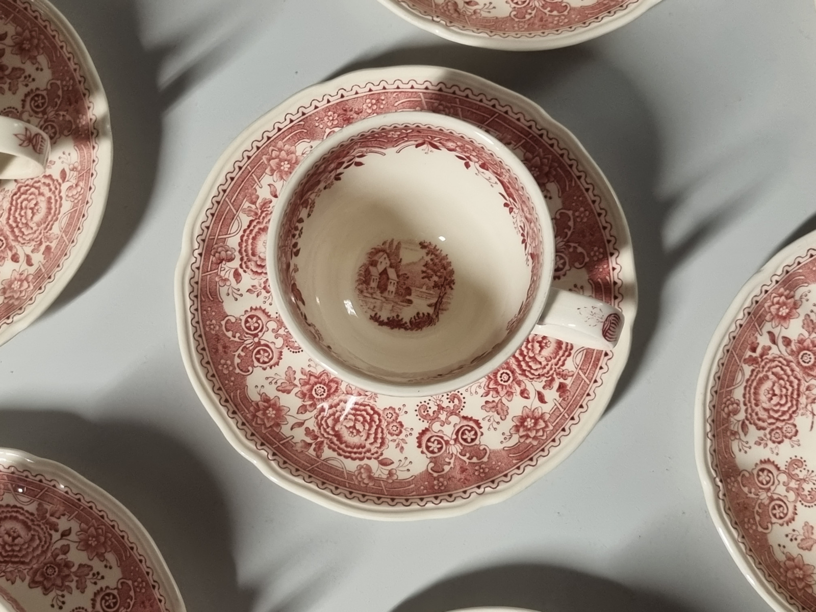 Villeroy en Boch Burgenland rood set  8x Koffie Kop en schotel