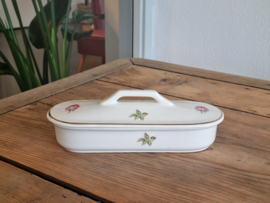 Vintage Aardewerk Regout decor Roos met goudluster Shampoo Bar Houder | Zeepbakje met deksel