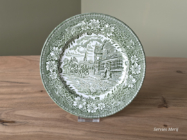 Engels groen Coaching Taverns Royal Tudor Ware Staffordshire ontbijtbord 20 cm