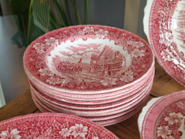 Engels rood Royal Tudor Ware Coaching Taverns Eetservies 20-persoons