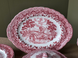 Engels rood Grindley Country Style uitgebreide dinerset 6 personen