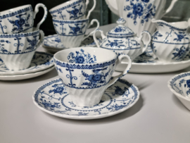 Engels blauw Johnson Bros Indies compleet koffieservies 9p