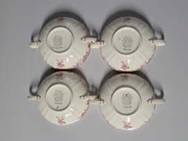 Villeroy en Boch Valeria rood set 4x soepkom met schotel (oude versie!)