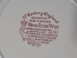 Engels rood 17th Century England Royal Tudor Ware Staffordshire set 6x plat dinerbord 25,5 cm