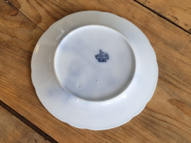 Petrus Regout decor Plata donker blauw Plat Bord 23,5 cm (afb. vogel op paddestoel)