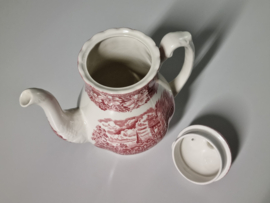 Engels rood Coaching Taverns Royal Tudor Ware Staffordshire Koffie Theepot