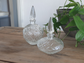 Glas Vintage merk Sia set 2x bolle Karaf