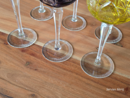 Boheems Kristal Glas set (3) van 6x op hoge voet 18,5 cm alle kleuren