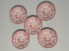 Engels rood Enoch Wedgwood Lochs of Scotland set 5x gebaksbordje 15 cm
