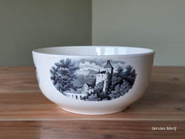 Landschap zwart Societe Ceramique hoge ronde schaal 20 cm (2x chipje bovenrand)