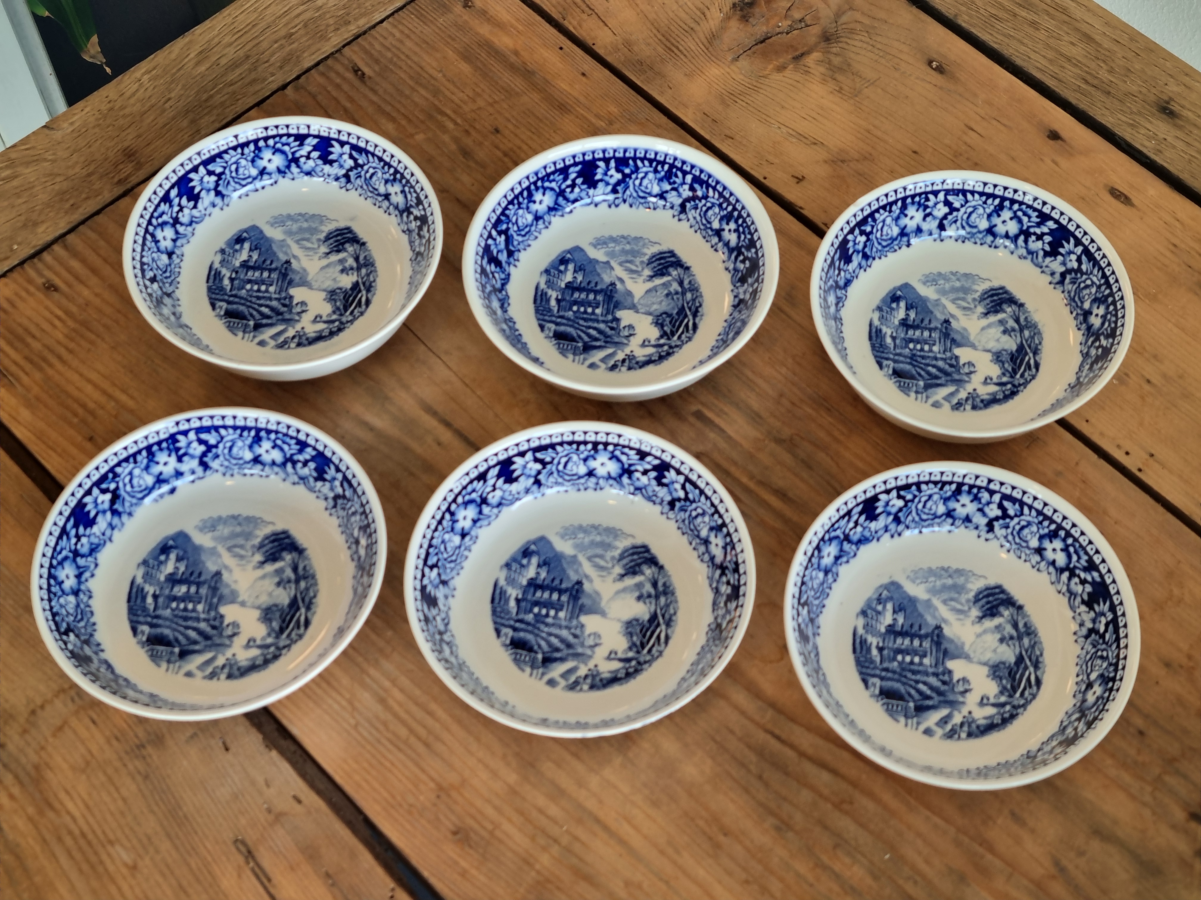 Regout Castillo Old England Cambridge blauw set 3x theezakjeslegger 8,5 cm