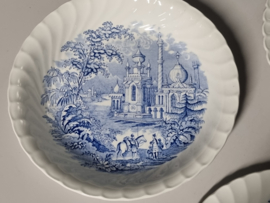 Engels blauw Burleigh Ware Shangri-La set 3x bordje