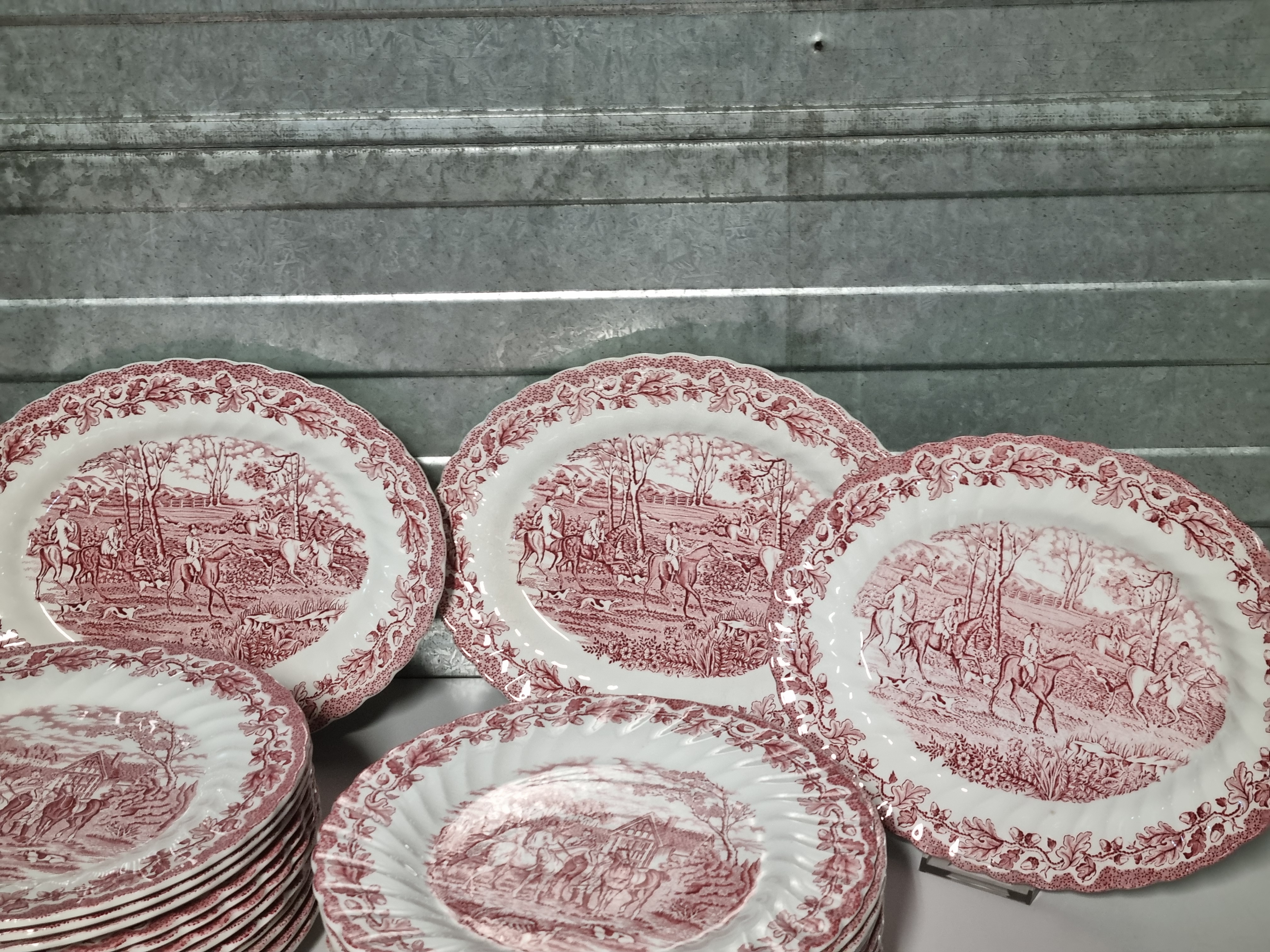 Engels rood Jachtservies Myott's Country Life Eetservies 24 persoons
