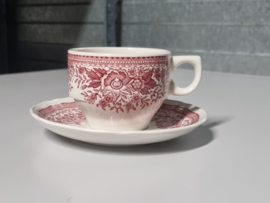 Villeroy en Boch Fasan rood set 3x Koffiekopje met schotel stapelbaar