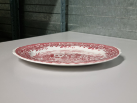 Engels rood Coaching Taverns Royal Tudor Ware Staffordshire ovale schaal 31 cm