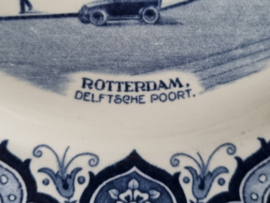 Wandbord Societe Ceramique Mooie Nederland Rotterdam Delftsche Poort blauw 23 cm