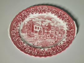 Engels rood Coaching Taverns Royal Tudor Ware Staffordshire ovale schaal 31 cm