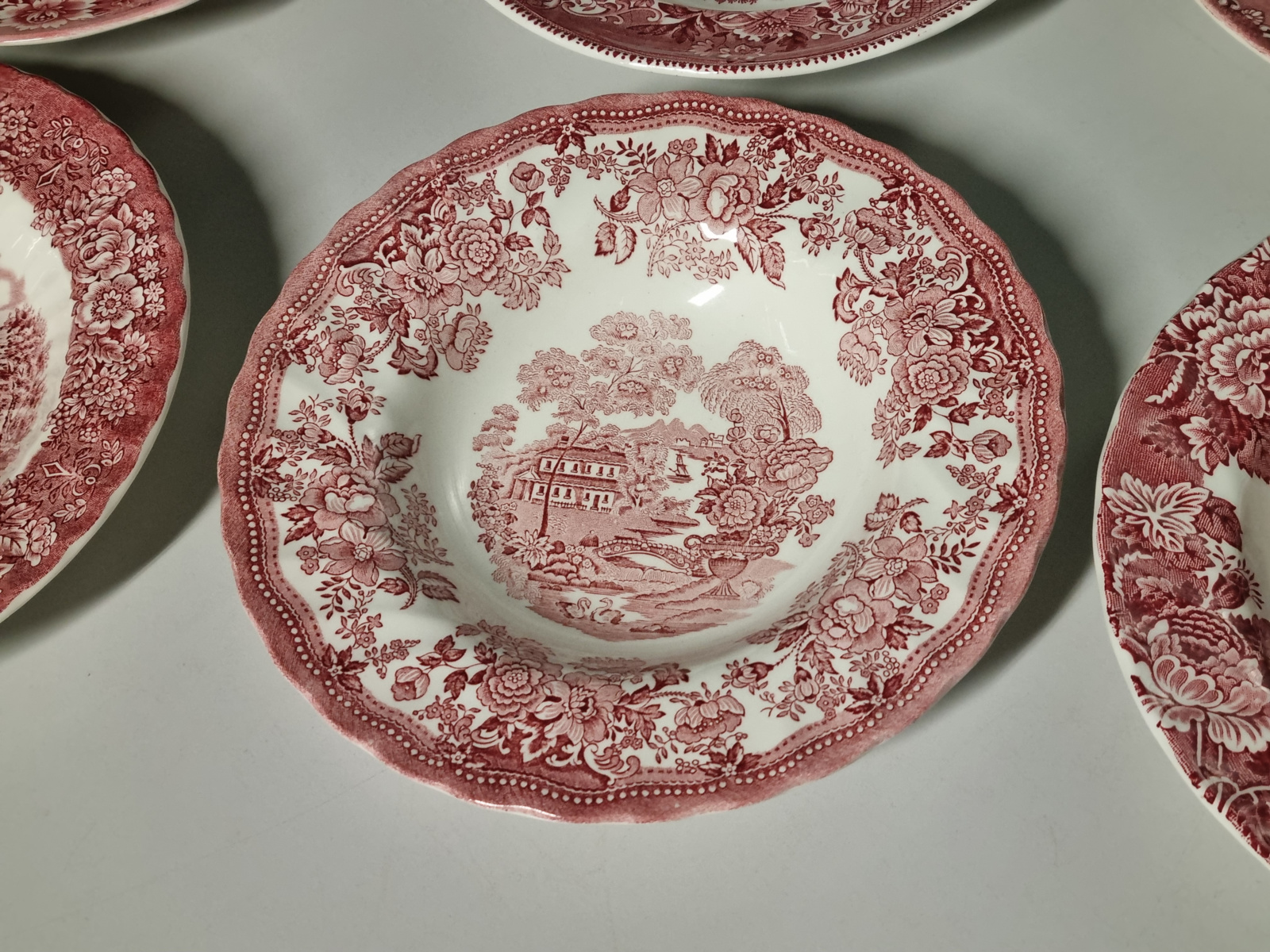Engels rood Set 6x mix & match diep pasta curry bord
