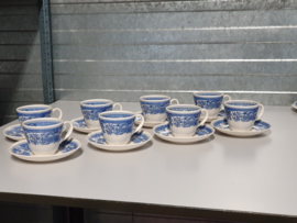 Villeroy en Boch Burgenland blauw set 8x Koffie Kop en schotel