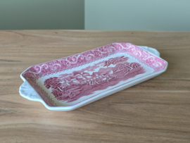 Engels rood Royal Warwick River Scene rechthoekige schaal met greepjes 26 cm