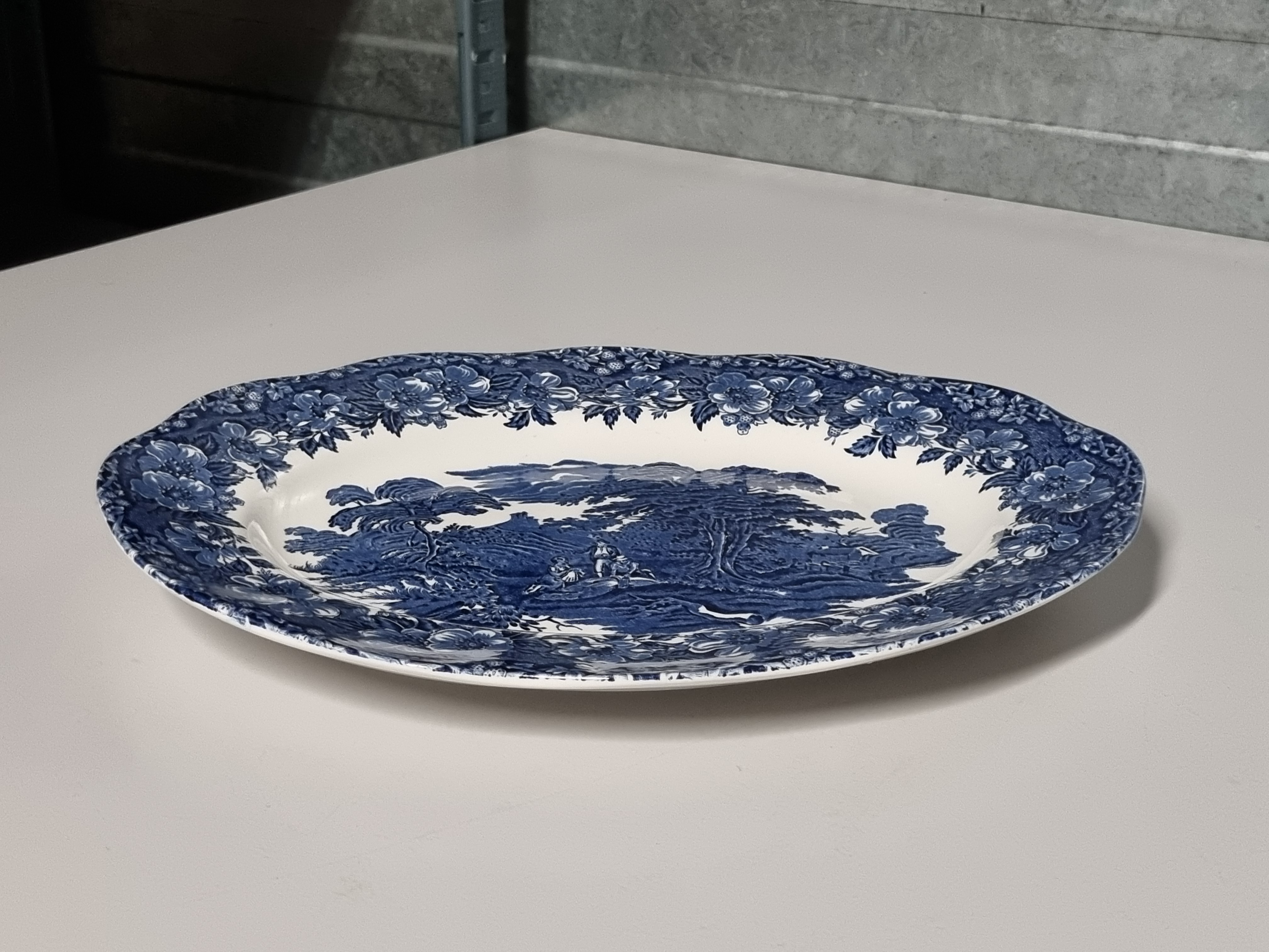 Engels blauw Enoch Wedgwood Woodland ovale schaal 30 cm