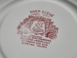 Engels rood Royal Warwick River Scene Ontbijtbord  19,5 cm