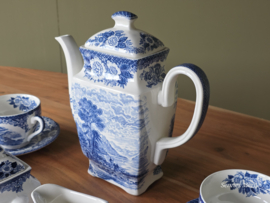 Engels blauw Royal Warwick Lochs of Schotland koffieservies theeservies 6 personen