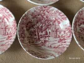 Engels rood Grindley Country Style set 6x rond schaaltje 10 cm