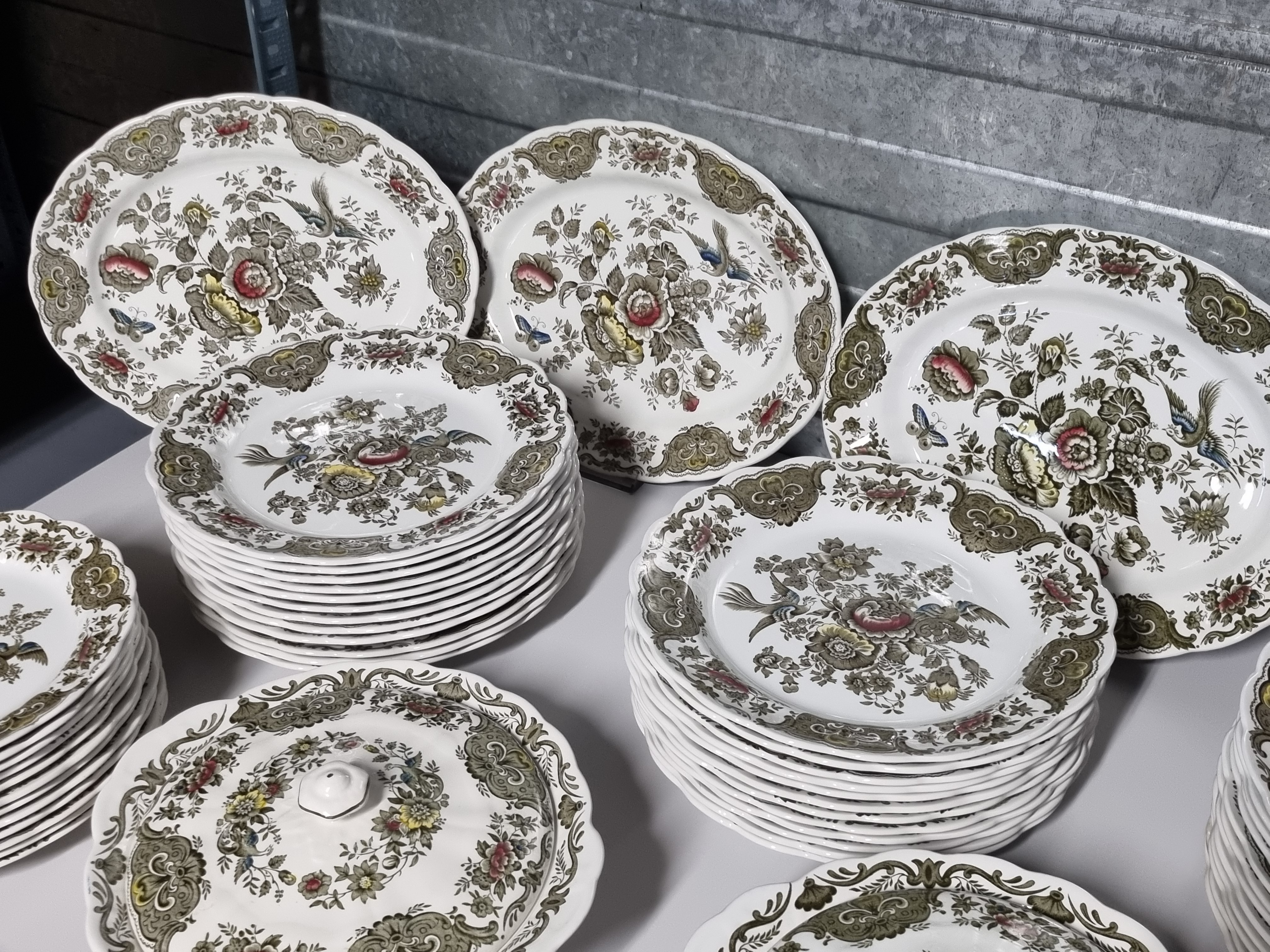 Engels Ridgway Windsor groen gekleurd compleet eetservies 24 personen