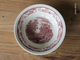 Engels rood Olde England Royal Tudor Ware hoge ronde schaal 23 cm
