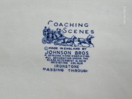 Engels blauw Johnson Bros Coaching Scenes ovale schaal 35,5 cm