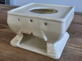Societe Ceramique creme Art Deco theelicht (beschadiging)