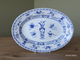 Potiche blauw Petrus Regout ovale schaal 31,5 cm