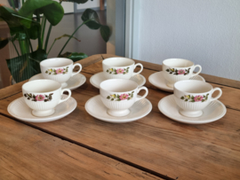 Wedgwood Briar Rose set 6x Thee Kop en schotel Ø 8 cm.