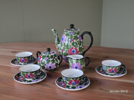 Societe Ceramique Schrijfnamendecor decor Bloemendaal koffieservies theeservies 4 personen