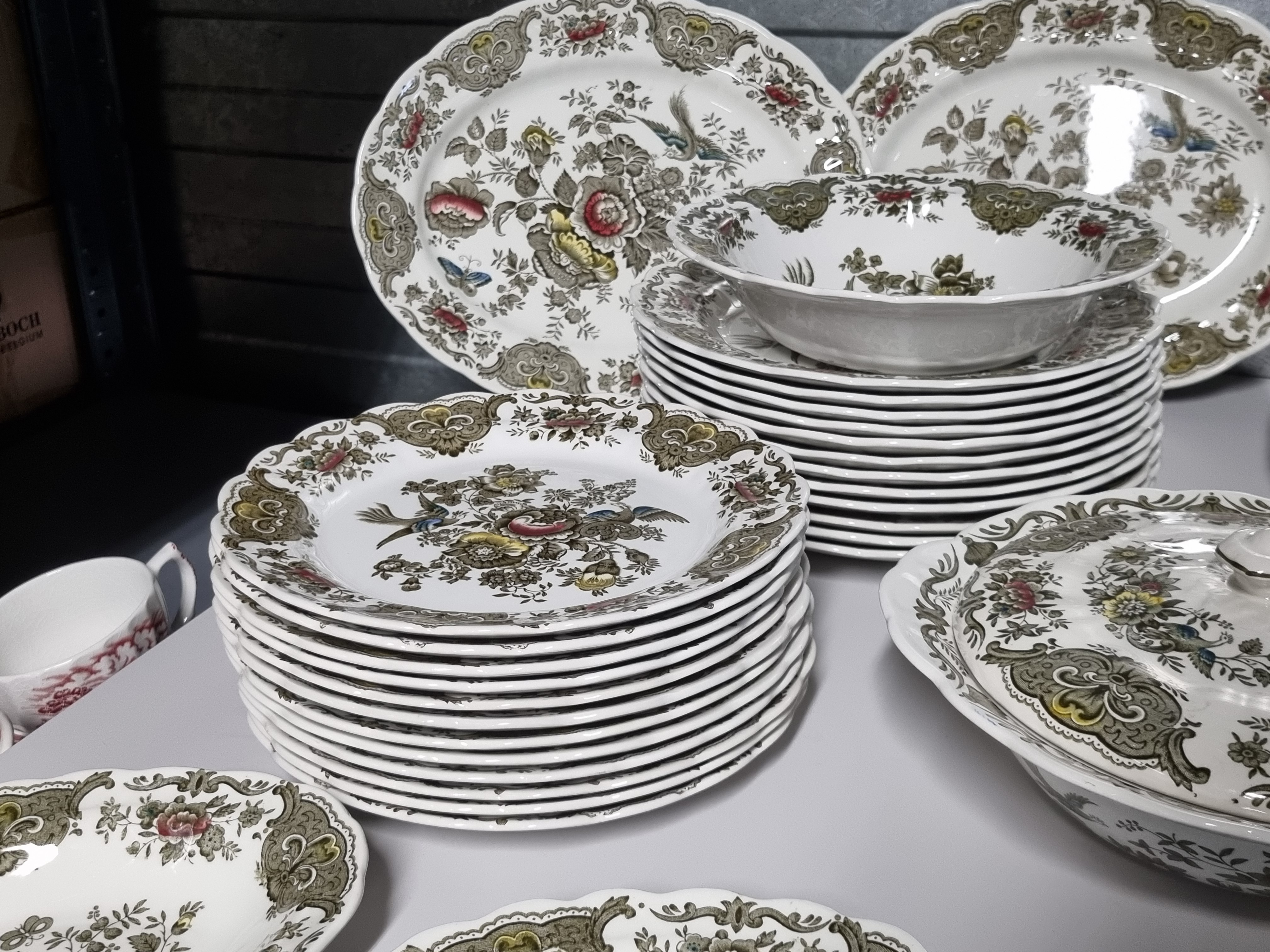 Engels Ridgway Windsor groen gekleurd compleet eetservies 24 personen