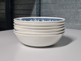 Villeroy en Boch Balmoral Blauw Petrol set 6x Diep Rijst- of Pasta bord 20,5 cm