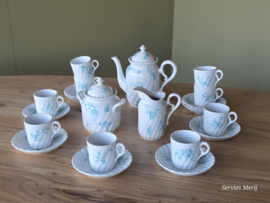 Petrus Regout decor Riva petrol koffieservies 9 personen