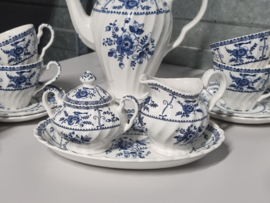 Engels blauw Johnson Bros Indies compleet koffieservies 9p