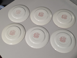 Engels rood Coaching Taverns Royal Tudor Ware Staffordshire set 6x ontbijtbord 20 cm