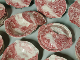 Engels rood Johnson Bros Olde English Countryside serviesset 8 personen