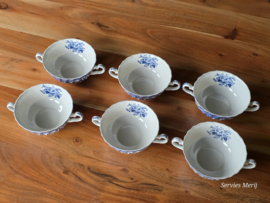Engels blauw Johnson Bros Coaching Scenes set 6x soepkom