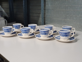 Villeroy en Boch Burgenland blauw set 8x Koffie Kop en schotel