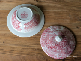 Engels rood Enoch Wedgwood Dickens Coaching Days dekschaal terrine