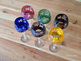 Boheems Kristal Glas set (2) van 6x op hoge voet 20,5 cm alle kleuren
