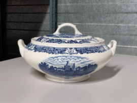 Engels blauw Royal Swan Historie Castles dekschaal terrine