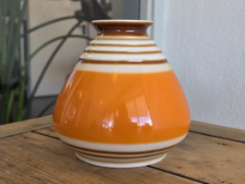 Vintage Vaasje Mosa Maastricht Art Deco oranje met grijs en bruin
